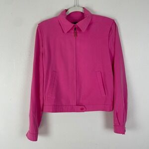 Lauren Ralph Lauren‎ Women's S Pink 100% Silk Jacket Full Zip Lightweight Spring